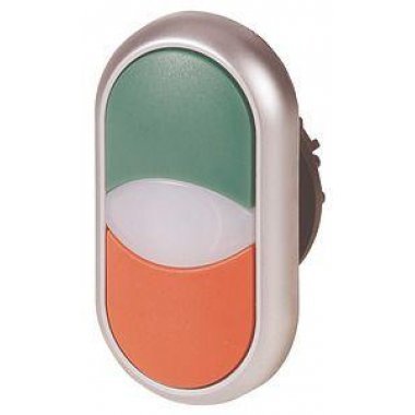 Фотография товара 'Eaton Сдвоенная кнопка с сигнальной лампой, без фиксации, цвет зеленыйPlusкрасный M22-DDL-GR'