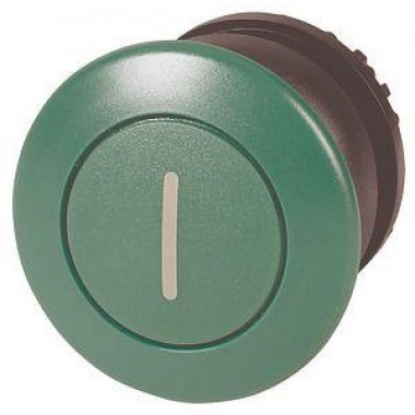 Фотография товара 'Eaton Головка кнопки грибовидная, без фиксации, цвет зеленый, черное лицевое кольцо M22S-DP-G-X1'