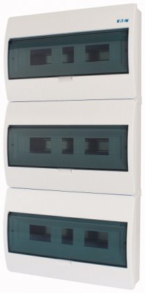 Фотография товара 'Eaton Компактный щит навесного исполнения, 3 ряда, 54 модуля, прозрачная дверь, пластик BC-O-3/54-ECO'