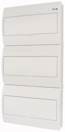 Фотография товара 'Eaton Компактный щит встроенного исполнения, 3 ряда, 54 модулей, белая дверь, пластик BC-O-3/54-TW-ECO'