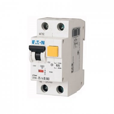 Фотография товара 'Eaton Дифференциальный автоматический выключатель 25/0,1А (AC,DC), кривая отключения С, 1PlusN полюсов, откл. способность 6 кА CKN6-25/1N/C/01-A-DE'