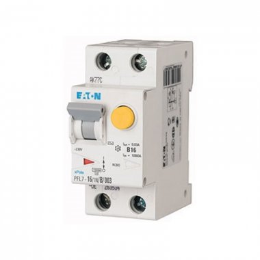 Фотография товара 'Eaton Дифференциальный автоматический выключатель 16/0,03А(AC), кривая отключения С, 1PlusN полюсов, откл. способность 10 кА PFL7-16/1N/C/003-DE'