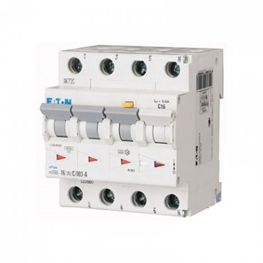 Фотография товара 'Eaton Дифференциальный автоматический выключатель 10/0,3А, кривая отключения С, 3PlusN полюсов, откл. способность 6 кА mRB6-10/3N/C/03-A'