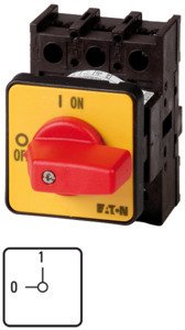 Фотография товара 'Eaton Аварийный выключатель, 3П, 32A, красная ручка , переднее крепление P1-32/E-RT'