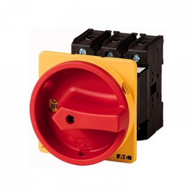 Фотография товара 'Eaton Главный выключатель 3P Plus N , 63А , красно-желтая ручка , запираемый , заднее крепление P3-63/V/SVB/N'