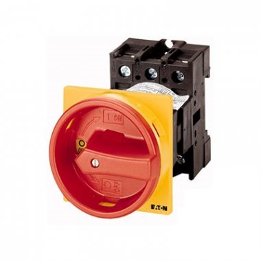 Фотография товара 'Eaton Главный выключатель 3P Plus1НО Plus1 НЗ , 32А , красно-желтая ручка , запираемый , заднее крепление P1-32/V/SVB/HI11'