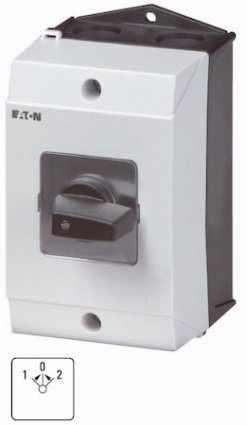 Фотография товара 'Eaton Кулачковый переключатель в корпусе, 2P, Ie = 32A, Пол. 2> 0 <1, 45 ° 48х48 мм T3-2-8215/I2'