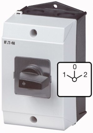 Фотография товара 'Eaton Реверсивный переключатель в корпусе 3P, Ie = 32A, Пол. 1-0-2, 45 ° 48х48 мм T3-3-8401/I2'