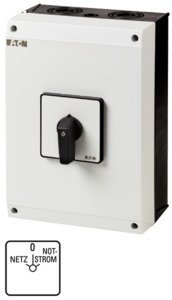 Фотография товара 'Eaton Кулачковый переключатель в корпусе, 4p, Ie = 80A, Пол. сеть-0-аварийный, 45 ° 88x88mm T5-4-8902/I5'