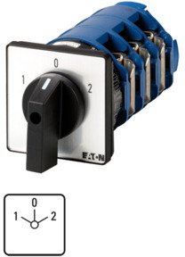 Фотография товара 'Eaton Кулачковый переключатель, 3p Plus2 НО Plus1 НЗ, Ie = 160A, Пол. 1-0-2, 45 ° 88x88mm T6-3-8212/E/HI12'