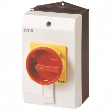 Фотография товара 'Eaton Главный выключатель в корпусе 3p Plus1 NO, Ie = 25A, красная ручка, 0-1, 90 ° T3-2-15679/I2/SVB'