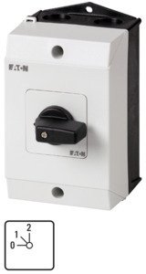 Фотография товара 'Eaton Ступенчатый переключатель в корпусе, 2P, Ie = 12A, Поз. 0-2, 45 ° 48х48 мм T0-2-8312/I1'