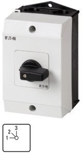 Фотография товара 'Eaton Ступенчатый переключатель в корпусе, 2P, Ie = 12A, Поз. 1-2, 45 ° 48х48 мм T0-3-15137/I1'