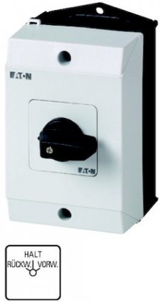 Фотография товара 'Eaton Реверсивный переключатель в корпусе, 2P, Ie = 12A, Поз. Назад-Стоп-Вперед, 45 ° 48х48 мм T0-3-8622/I1'