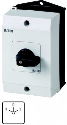Фотография товара 'Eaton Реверсивный переключатель в корпусе 3P, Ie = 32A, Поз. 2-0-1, 90 ° 48х48 мм T3-3-123/I2'