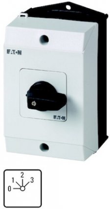 Фотография товара 'Eaton Ступенчатый переключатель в корпусе, 2P, Ie = 32A, Поз. 0-3, 45 ° 48х48 мм T3-3-8261/I2'