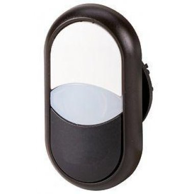 Фотография товара 'Eaton Сдвоенная кнопка с сигнальной лампой, без фиксации, цвет белыйPlusчерный, черное лицевое кольцо M22S-DDL-WS'