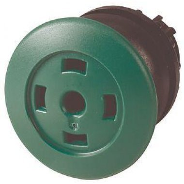 Фотография товара 'Eaton Головка кнопки грибовидная, без фиксации, пустая, цвет зеленый, черное лицевое кольцо M22S-DP-G-X'