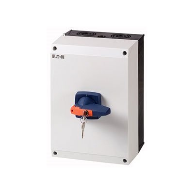 Фотография товара 'Eaton Выключатель-разъединитель 3P, цилиндрический замок, ручка синяя DMM-125/3/I5/C-B'