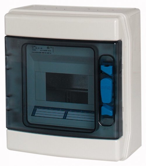 Фотография товара 'Eaton Навесной шкаф IP65, 1 ряд 6 модулей УФ-стойкий поликарбонат, индустриальная серия, N/PE клеммы в комплекте IKA-1/6-ST-UV'