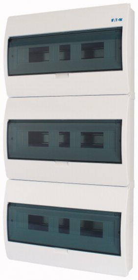 Фотография товара 'Eaton Компактный щит навесного исполнения, 3 ряда, 54 модуля, прозрачная дверь, пластик BC-O-3/54-ECO'