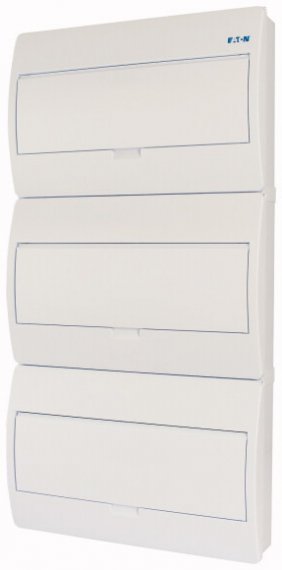 Фотография товара 'Eaton Компактный щит встроенного исполнения, 3 ряда, 54 модулей, белая дверь, пластик BC-O-3/54-TW-ECO'
