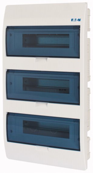 Фотография товара 'Eaton Компактный щит встроенного исполнения, 3 ряда, 36 модулей, прозрачная дверь, пластик BC-U-3/36-ECO'