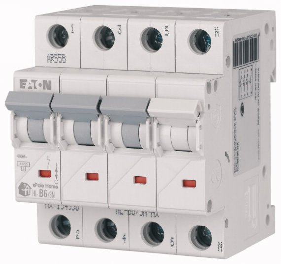 Фотография товара 'Eaton Модульный автоматический выключатель, 3N-полюс, кривая отключения B, номинальный ток 16А HL-B16/3N'