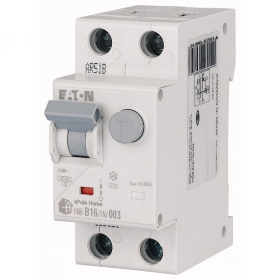 Фотография товара 'Eaton Автоматический выключатель дифференциального тока, 13A, 30мА, кривая отключения B, 1полюсPlusN, тип чувствительности A HNB-B13/1N/003-A'