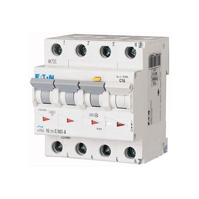 Фотография товара 'Eaton Дифференциальный автоматический выключатель 13/0,03А, кривая отключения В, 3PlusN полюсов, откл. способность 6 кА mRB6-13/3N/B/003-A'