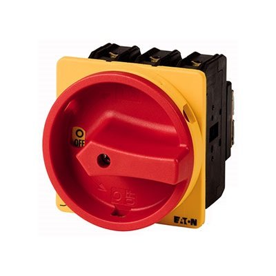 Фотография товара 'Eaton Главный выключатель 3P Plus N, 63А, красно-желтая ручка, запираемый, переднее крепление P3-63/EA/SVB/N'