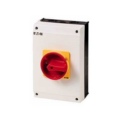 Фотография товара 'Eaton Главный выключатель в корпусе, 3P Plus N , 63А , красно-желтая ручка , запираемый P3-63/I4/SVB/N'