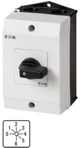 Фотография товара 'Eaton Ступенчатый переключатель в корпусе 1P, Ie = 12A, Пол. 0-6, 45 ° 48х48 мм T0-3-8244/I1'