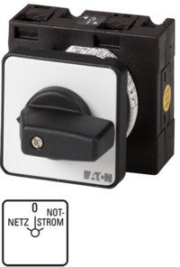 Фотография товара 'Eaton Кулачковый переключатель, 4p, Ie = 25A, Пол. Сеть-0-Аварийный, 45 ° 48х48 мм T3-4-8902/E'