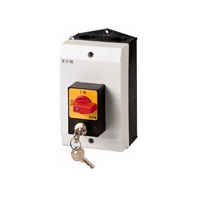 Фотография товара 'Eaton Главный выключатель в корпусе 7P, Ie = 25A, красная ручка, 0-1, 90 ° T3-4-8343/I2/SVB'